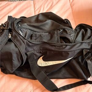 Nike Black Sports Duffel with White Swoosh